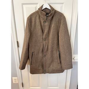 Jos. A. Bank Tan Marled Wool Blend Button Zipper Cost sz LL or 44-48” EUC